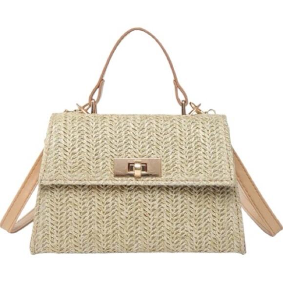 Handbags - Woven Straw Crossbody Bag and Top Hand Purse